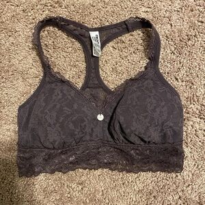 DKNY Lace Racerback Bralette - Charcoal Gray